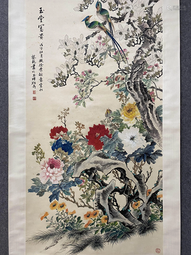 A Chinese Flower&bird Painting Scroll, Cai Xian Mark