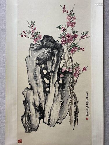 A Chinese Flower&bird Painting Scroll, Wu Zheng Mark