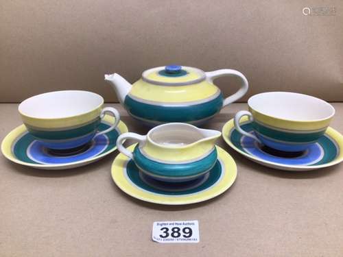 SEVEN PIECES OF HANDPAINTED GRAYS POTTERY ART DECO PERIOD (CHIP ON SPOUT)