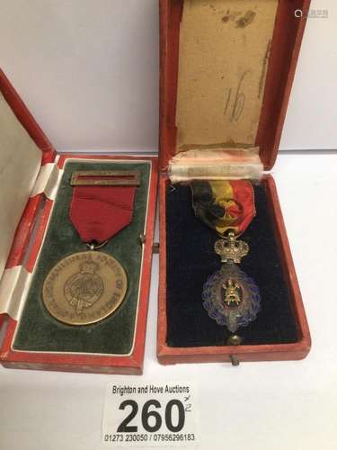 TWO MEDALS BELGIUM LABOUR DECORATION AND ROYAL AGRICULTURAL SOCIETY MEDAL