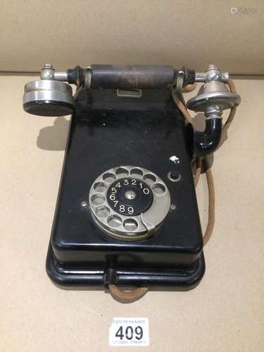 A CIRCA 1930 WALL TELEPHONE (SWEDISH) BD370 DAMAGE TO MOUTH PIECE