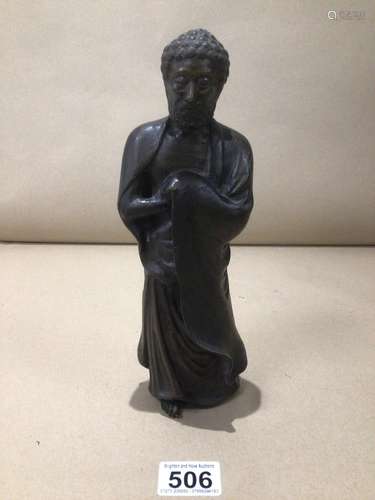 A BRONZE FIGURE OF A FAR EASTERN MAN 26CM