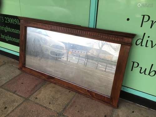 A VINTAGE LARGE WOODEN FRAMED MIRROR 160 X 80CM