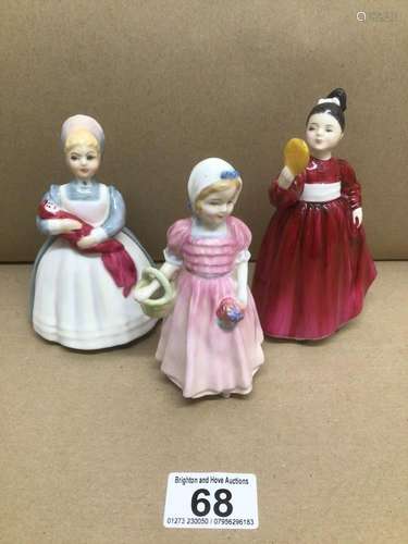 THREE SMALL ROYAL DOULTON FIGURINES (MY FIRST PET) HN3122 (VANITY) HN2475 AND (THE RAGDOLL) HN2142