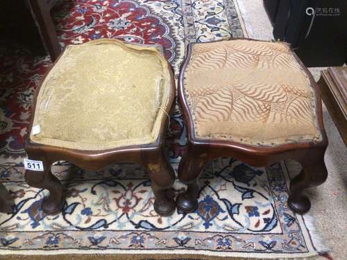 A PAIR OF VICTORIAN PERIOD MAHOGANY FOOT STOOLS