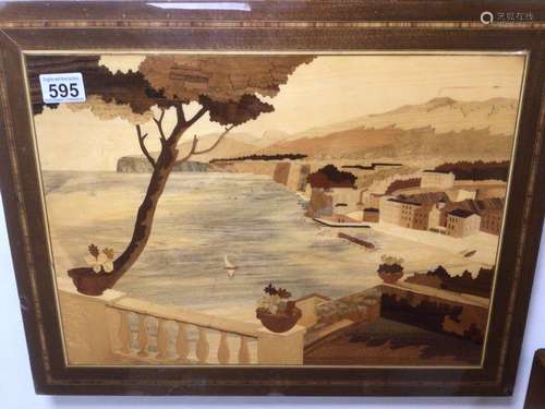 A SORRENTO WARE WALL PLAQUE WITH A SEASIDE SCENE 53 X 41CM