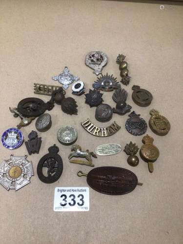 MIXED BADGES AND MEDALLIONS INCLUDES MILITARY