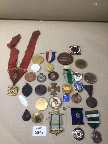 A QUANTITY OF MEDALS AND MEDALLIONS AND MORE