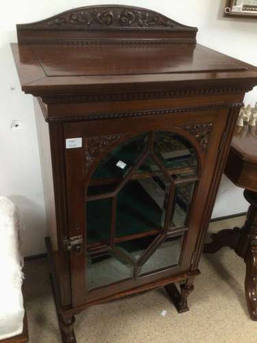 A MAHOGANY ADMIRALS LOCKABLE CABINET WITH BEVELLED GLASS, IMPRESSED ON THE DOOR (SIDEBOARD