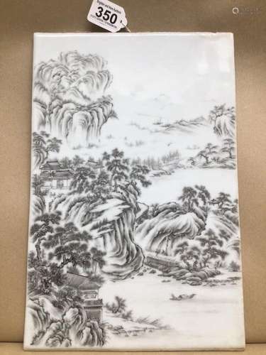 A CHINESE PORCELAIN PLAQUE 37 X 25 CM