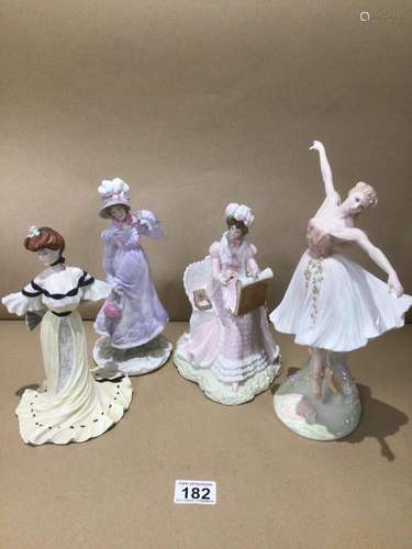 FOUR VINTAGE PORCELAIN FIGURINES, TWO COALPORT 