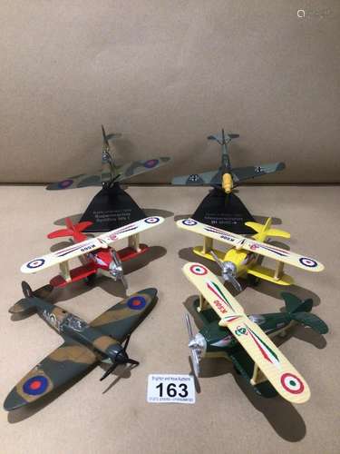 DINKY TOY SPITFIRE MKII WITH FIVE OTHER PLANES