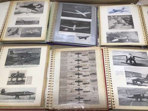 SEVEN ALBUMS OF AIRCRAFT RELATED ITEMS, PHOTOGRAPHS, TECHNICAL DRAWINGS AND MORE