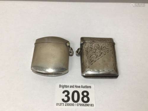 TWO VICTORIAN PERIOD HALLMARKED SILVER RECTANGULAR VESTA CASES, BY SAMUEL M.LEVI AND HENRY