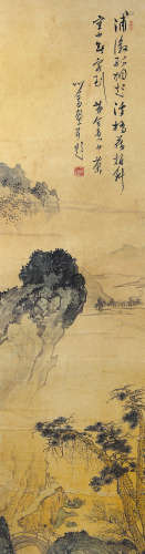 溥儒（1896-1963）  浦溆孤烟 设色纸本 镜框