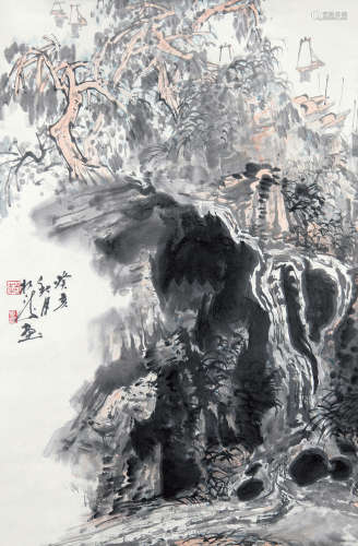 赵松涛（1916-1993） 1983年 作 归帆远影 设色纸本 立轴