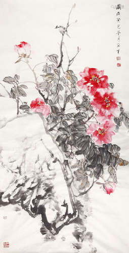 刘文生（b.1956） 2013年 作 花鸟 设色纸本 镜片