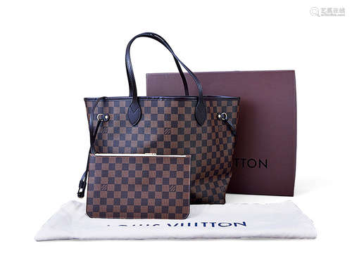 LOUIS VUITTON Damier Ebene Neverfull 大號肩背袋 (未使用附原裝盒)