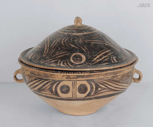 仰韶文化 彩陶眼紋蓋罐