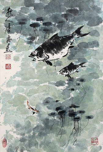 唐    雲 魚塘圖