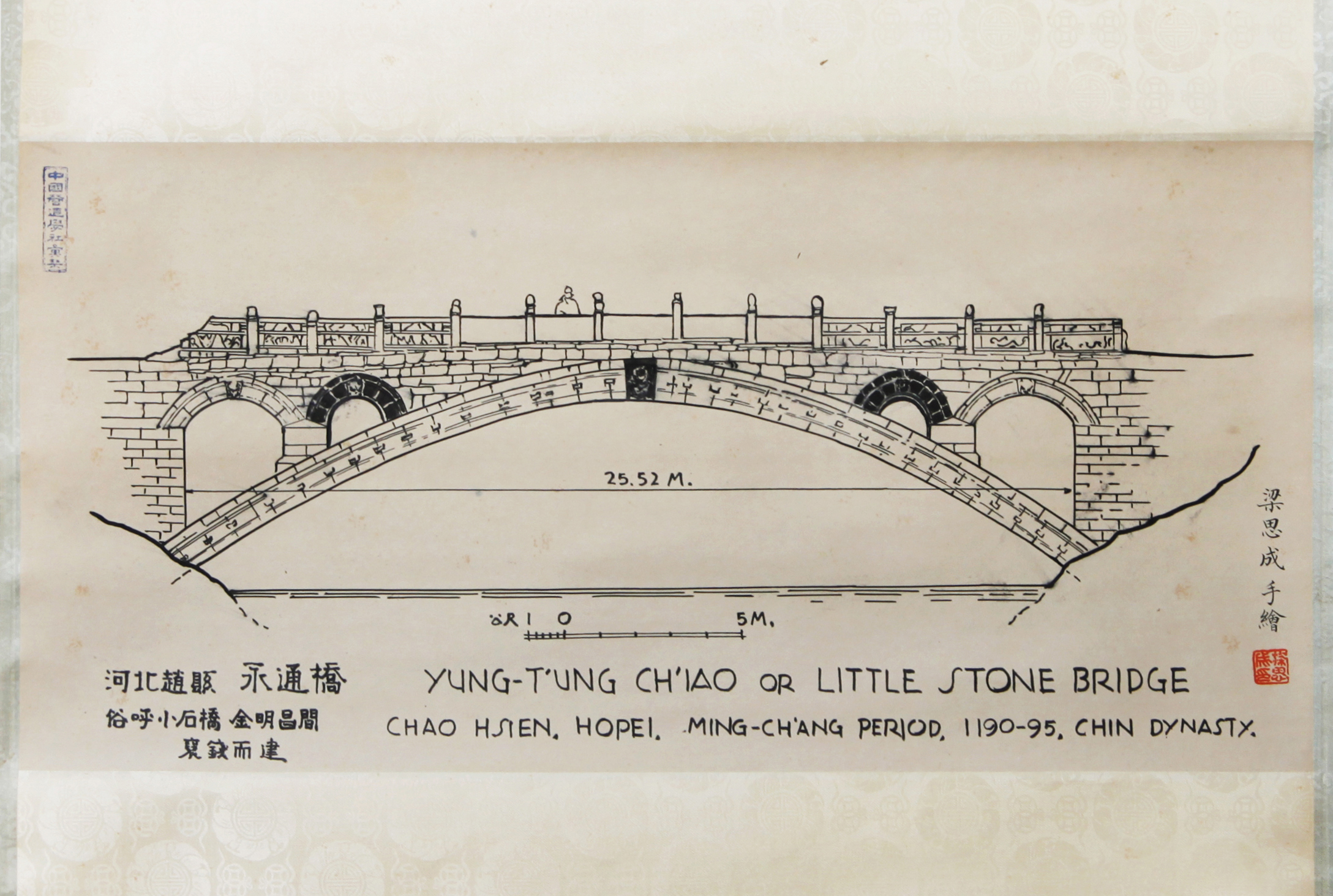 赵州桥手绘素描图片