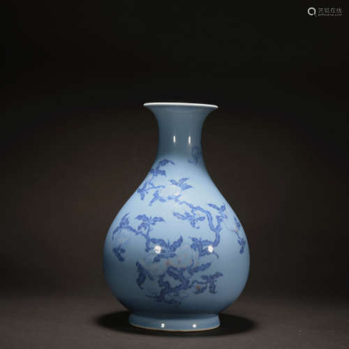藍釉花卉紋玉壺春瓶