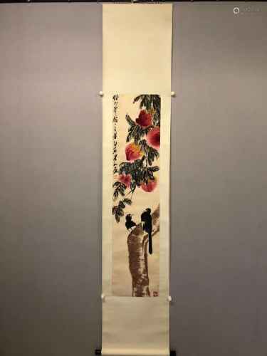 A PAINTING OF PEACHES AND MAGPIE, QI BAISHI