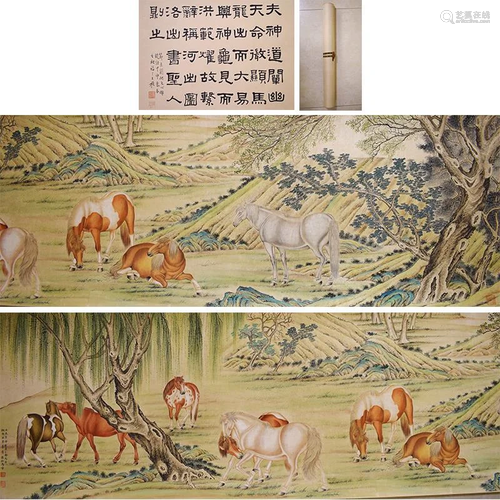 A HANDSCROLL PAINTING OF HORSES, MA JIN