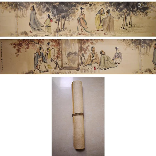 A HANDSCROLL PAINTING OF FIGURES, FU BAOSHI