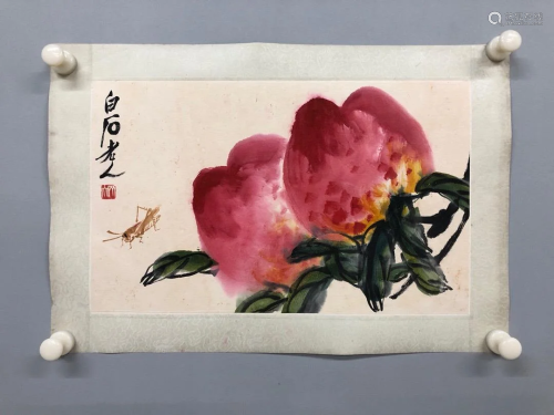 A PAINTING OF PEACHES AND INSECT, QI BAISHI