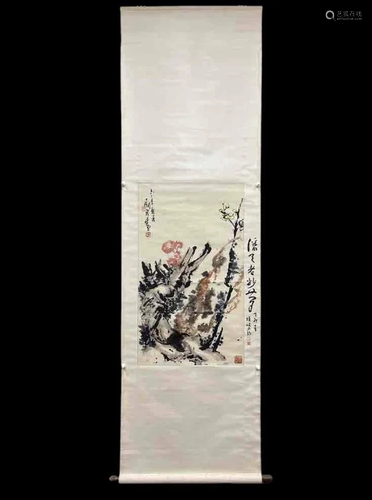 A PAINTING OF PLUM AND ROCK, PAN TIANSHOU