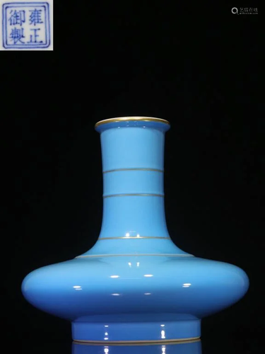 Republican Chinese Blue Glazed Porcelain Vase,Mark