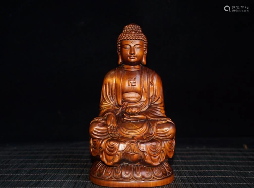 Chinese Huangyang Wood Carved Buddha