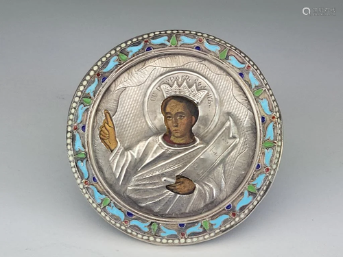 Antique Russian Silver Enamel Icon