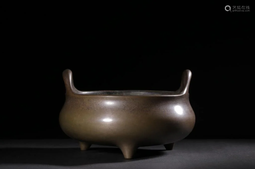 Qing Chinese Bronze Tripod Incense Censer