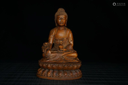 Chinese Huangyang Wood Carved Buddha