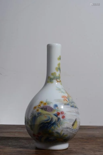 Qing Chinese Enamel Famille Rose Porcelain Vase,Ma