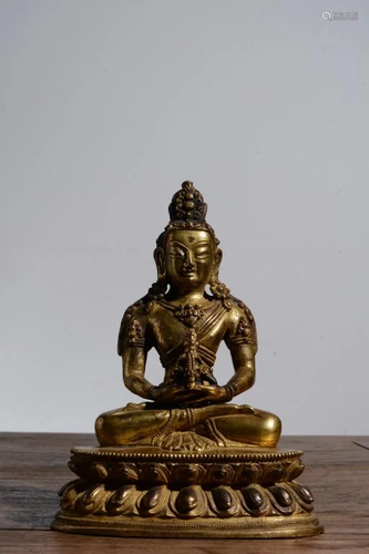 Qing Chinese Gilt Bronze Buddha