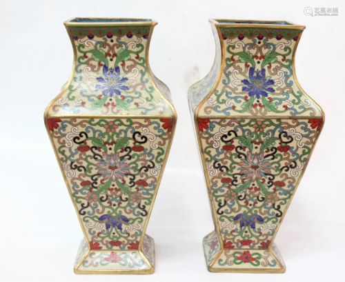 Pair of Chinese Cloisonne Vases