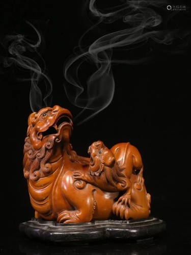 Chinese Huangyang Wood Carved Incense Censer