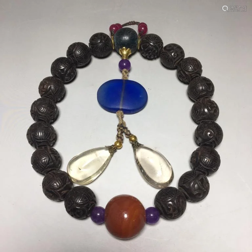 Chinese Wood Beads Prayer Bracelet