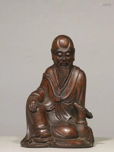 Chinese Chengxiang Wood Carved Shou Figural