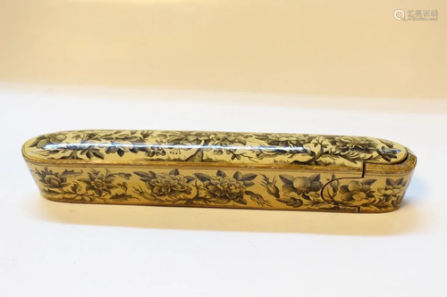 Signed, 19th.C Persian Lacqure Hand Paint Pen Case