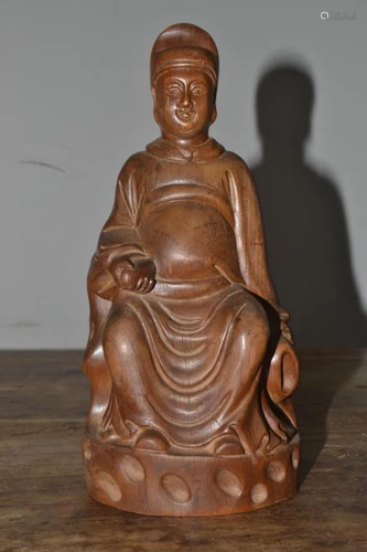 Chinese Huangyang Wood Carved Officer Figural