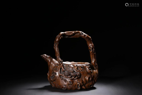 Qing Chinese Bamboo Carved Teapot