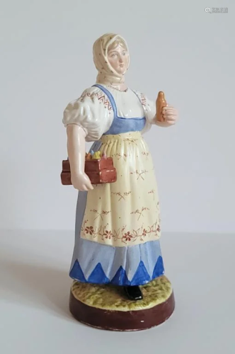 Antique Russian Porcelain Gardner Figurine