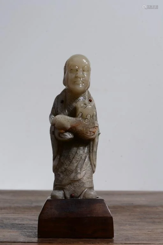 Qing Chinese Soapstone Carved Luohan