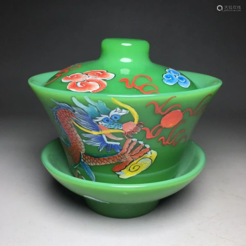 Chinese Liuli Glass Cup Set