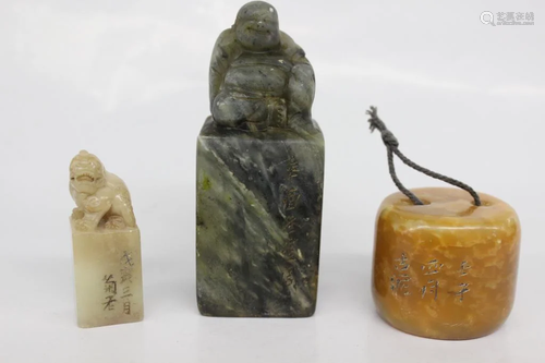 Three Chinese Soapstone Seals