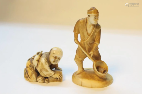 Two Japanese Carved Figurals